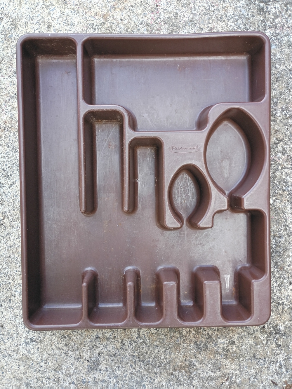 Vintage 70's Rubbermaid Silverware/Flatware/Utensil Holder Tray Brown